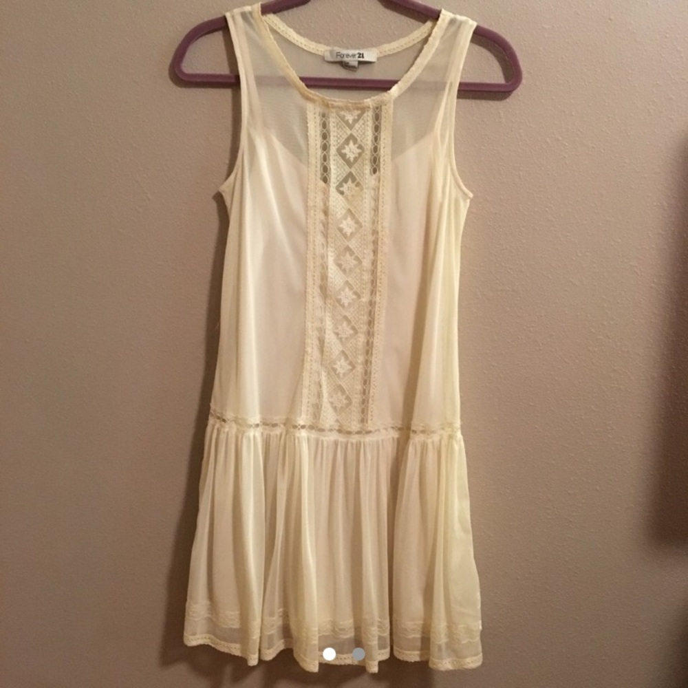 Vintage Style Ivory Drop Waist Dress